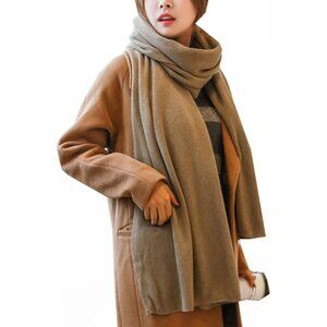 Women's Warm Infinity Scarf Set Blanket Wrap Soft Polyester Knit Khaki
